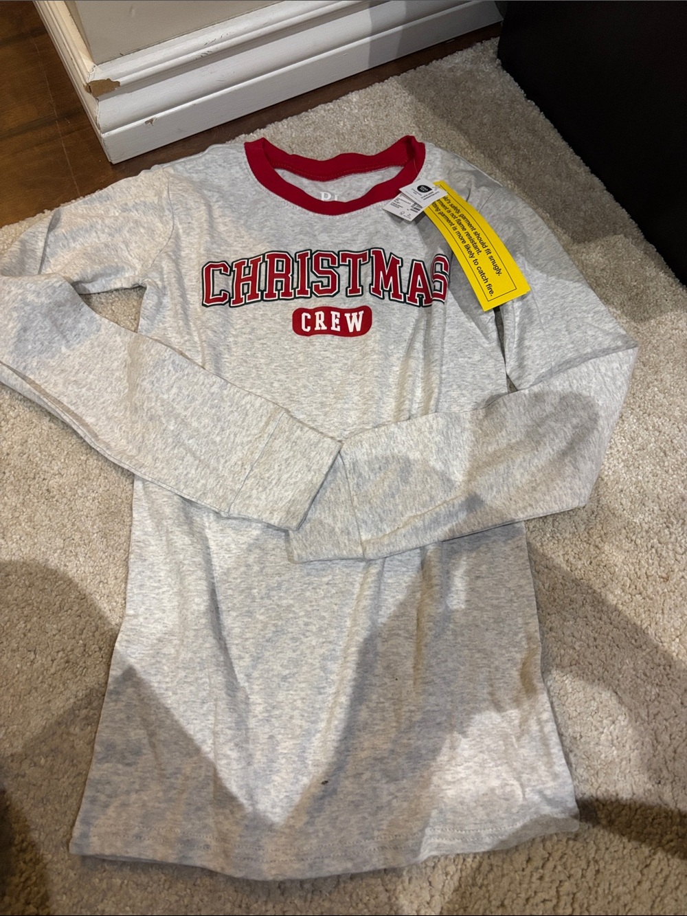 The Children's Place Gray Long-Sleeve 'Christmas Crew' Top with Red Trim
